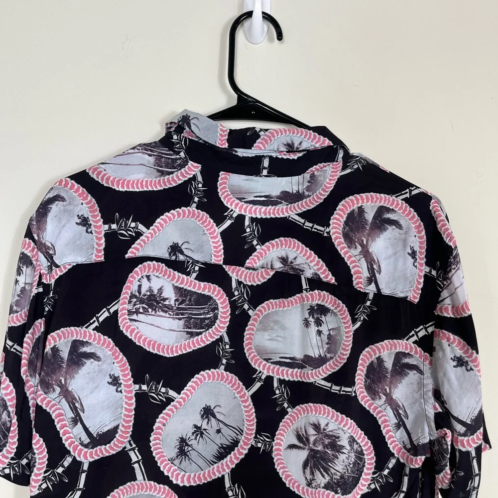 All Saints Islandz Palm Tree Print Button Down Short Sleeve - Picture 6 of 12